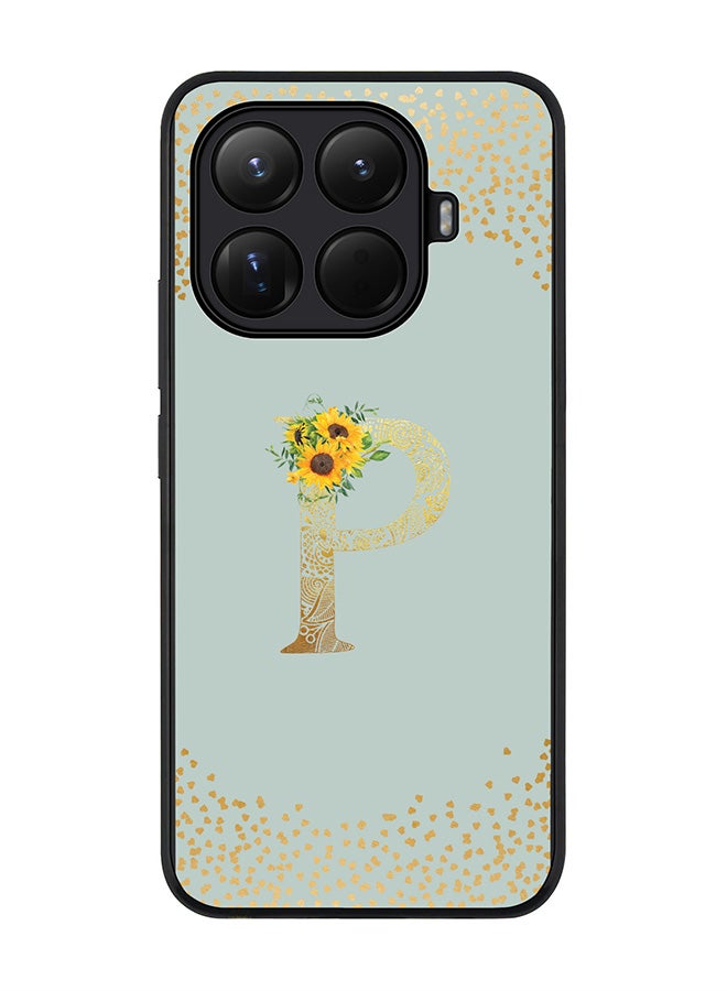 Stylizedd For Xiaomi 15T Pro Case,Slim fit Camera Protection, Shockproof Thin Phone cover  - Custom Floral Monogram - P  (Light Grey ) - Image 1